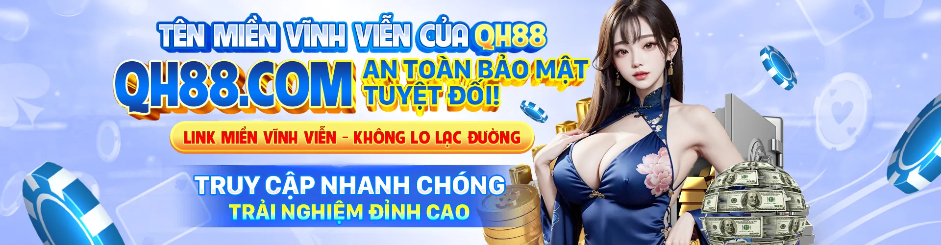 Giao diện trang chủ qh888 chính thức với biểu tượng an toàn và uy tín